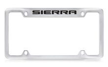 GMC Sierra Chrome Plated Solid Brass Top Engraved License Plate Frame Holder With Black Imprint