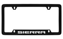 GMC Sierra Black Coated Zinc Bottom Engraved License Plate Frame Holder With Silver Imprint