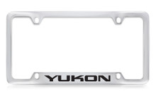 GMC Yukon Chrome Plated Solid Brass Bottom Engraved License Plate Frame Holder With Black Imprint