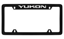 GMC Yukon Black Coated Zinc Top Engraved License Plate Frame Holder With Silver Imprint