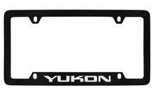 GMC Yukon Black Coated Zinc Bottom Engraved License Plate Frame Holder With Silver Imprint