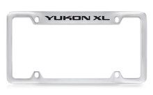 GMC Yukon Xl Chrome Plated Solid Brass Top Engraved License Plate Frame Holder With Black Imprint