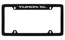 GMC Yukon Xl Black Coated Zinc Top Engraved License Plate Frame Holder With Silver Imprint