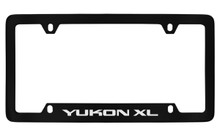 GMC Yukon Xl Black Coated Zinc Bottom Engraved License Plate Frame Holder With Silver Imprint