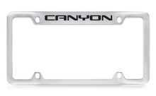 GMC Canyon Chrome Plated Solid Brass Top Engraved License Plate Frame Holder With Black Imprint