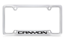 GMC Canyon Chrome Plated Solid Brass Bottom Engraved License Plate Frame Holder With Black Imprint