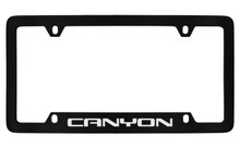 GMC Canyon Black Coated Zinc Bottom Engraved License Plate Frame Holder With Silver Imprint