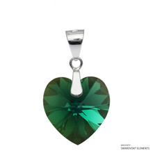 Emerald Xilion Heart Pendant Embellished With Dazzling Crystals (PE3R-205AB)