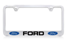 Ford With Dual Logos Chrome Plated Solid Brass License Plate Frame
