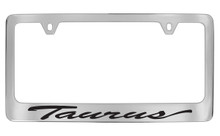 Ford Taurus Script Chrome Plated Solid Brass License Plate Frame Holder With Black Imprint
