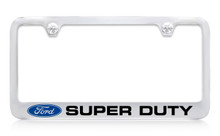 Ford Super Duty Logo Chrome Plated Solid Brass License Plate Frame Holder With Black Imprint