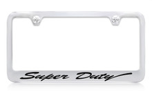 Ford Super Duty Script Chrome Plated Solid Brass License Plate Frame Holder With Black Imprint