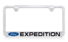 Ford Expedition Logo Chrome Plated Solid Brass License Plate Frame Holder With Black Imprint