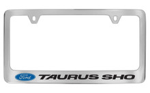 Ford Taurus Sho With Logo Chrome Plated Solid Brass License Plate Frame Holder With Black Imprint