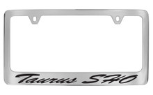 Ford Taurus Sho Script Chrome Plated Solid Brass License Plate Frame Holder With Black Imprint