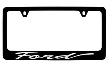 Ford Script Black Coated Zinc License Plate Frame Holder With Silver Imprint