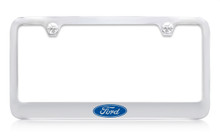 Ford Single Logo Chrome Plated Solid Brass License Plate Frame Holder