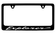 Ford Explorer Script Black Coated Zinc License Plate Frame Holder With Silver Imprint