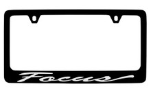 Ford Focus Script Black Coated Zinc License Plate Frame Holder With Silver Imprint