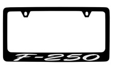 Ford F-250 Script Black Coated Zinc License Plate Frame Holder With Silver Imprint