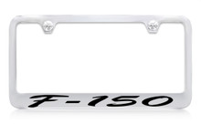 Ford F-150 Script Chrome Plated Solid Brass License Plate Frame Holder With Black Imprint