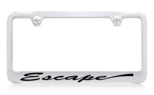 Ford Escape Script Chrome Plated Solid Brass License Plate Frame Holder With Black Imprint
