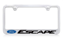 Ford Escape Logo Chrome Plated Metal License Plate Frame Holder With Black Imprint