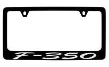 Ford F-350 Script Black Coated Zinc License Plate Frame Holder With Silver Imprint