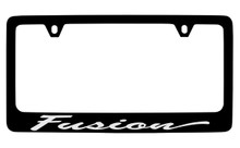 Ford Fusion Script Black Coated Zinc License Plate Frame Holder With Silver Imprint