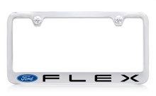 Ford Flex Logo Chrome Plated Solid Brass License Plate Frame Holder With Black Imprint