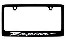 Ford Raptor Script Black Coated Zinc License Plate Frame Holder With Silver Imprint