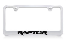 Ford Raptor Chrome Plated Solid Brass License Plate Frame Holder With Black Imprint