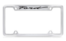 Ford Script Top Engraved Chrome Plated Solid Brass License Plate Frame Holder With Black Imprint