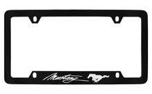 Ford Mustang Script Black Coated Zinc License Plate Frame - Notch Bottom Frame