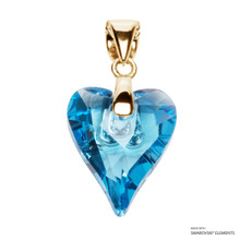 Aquamarine Wild Heart Pendant Embellished With Dazzling Crystals (PE4G-202)