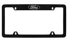 Ford Single Logo Top Engraved Black Coated Zinc License Plate Frame 