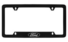 Ford Single Logo Bottom Engraved Black Coated Zinc License Plate Frame 
