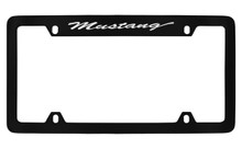 Ford Mustang Script Top Engraved Black Coated Zinc License Plate Frame 