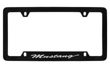 Ford Mustang Script Bottom Engraved Black Coated Zinc License Plate Frame 