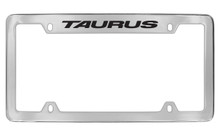 Ford Taurus Logo Top Engraved Chrome Plated Metal License Plate Frame Holder With Black Imprint