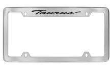 Ford Taurus Script Top Engraved Chrome Plated Solid Brass License Plate Frame Holder With Black Imprint