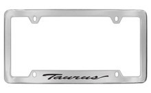 Ford Taurus Script Bottom Engraved Chrome Plated Solid Brass License Plate Frame Holder With Black Imprint