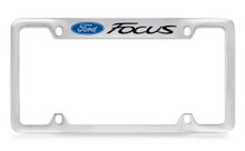Ford Focus Logo Top Engraved Chrome Plated Solid Brass License Plate Frame Holder With Black Imprint