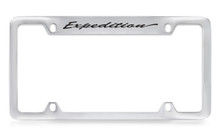 Ford Expedition Script Top Engraved Chrome Plated Solid Brass License Plate Frame Holder With Black Imprint