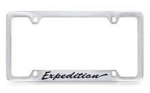 Ford Expedition Script Bottom Engraved Chrome Plated Metal License Plate Frame Holder With Black Imprint