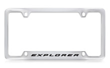 Ford Explorer Logo Bottom Engraved Chrome Plated Solid Brass License Plate Frame Holder With Black Imprint