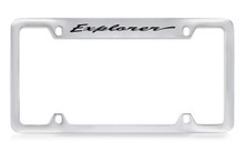 Ford Explorer Script Top Engraved Chrome Plated Solid Brass License Plate Frame Holder With Black Imprint