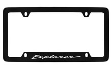 Ford Explorer Script Bottom Engraved Black Coated Zinc License Plate Frame Holder With Silver Imprint