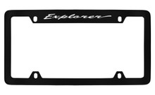 Ford Explorer Script Top Engraved Black Coated Zinc License Plate Frame Holder 