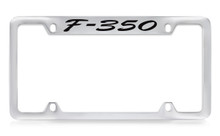 Ford F-350 Script Top Engraved Chrome Plated Solid Brass License Plate Frame Holder With Black Imprint